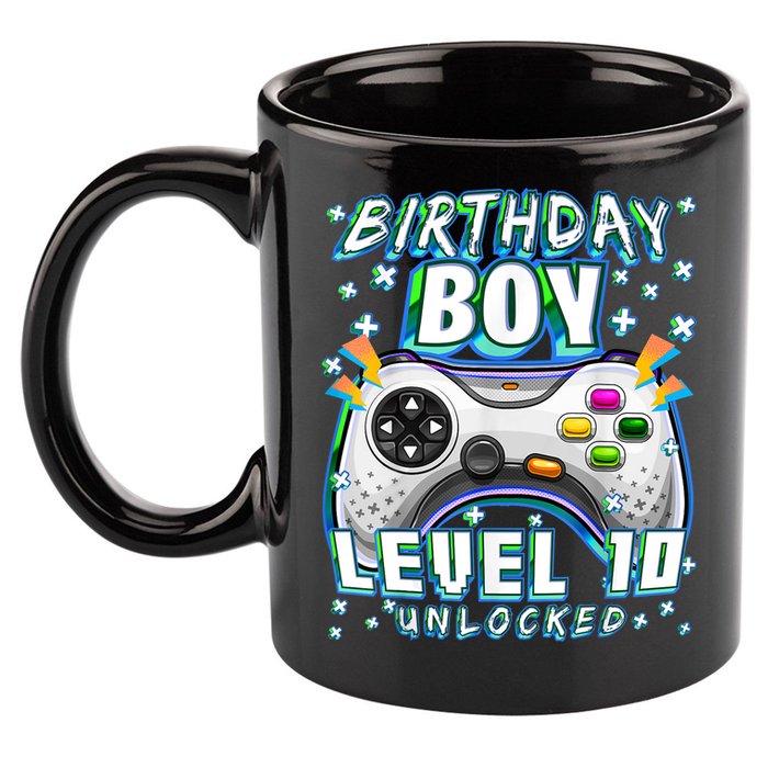 Level 10 Unlocked Video Game 10th Birthday Gamer Boys TShirt 11oz C Handle Ceramic Mug