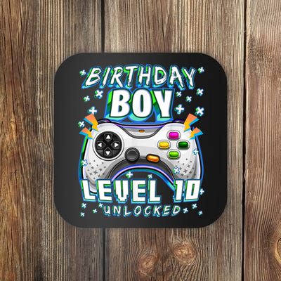 Level 10 Unlocked Video Game 10th Birthday Gamer Boys TShirt Coaster