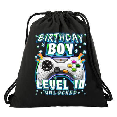 Level 10 Unlocked Video Game 10th Birthday Gamer Boys TShirt Drawstring Bag