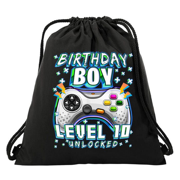 Level 10 Unlocked Video Game 10th Birthday Gamer Boys TShirt Drawstring Bag