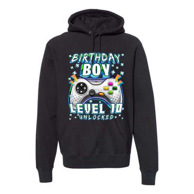 Level 10 Unlocked Video Game 10th Birthday Gamer Boys TShirt Premium Hoodie