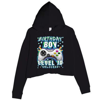 Level 10 Unlocked Video Game 10th Birthday Gamer Boys TShirt Crop Fleece Hoodie