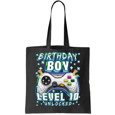 Level 10 Unlocked Video Game 10th Birthday Gamer Boys TShirt Tote Bag