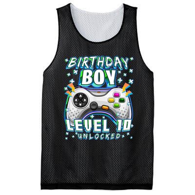 Level 10 Unlocked Video Game 10th Birthday Gamer Boys TShirt Mesh Reversible Basketball Jersey Tank