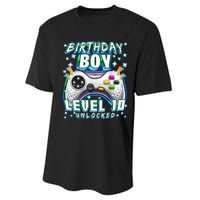 Level 10 Unlocked Video Game 10th Birthday Gamer Boys TShirt Performance Sprint T-Shirt