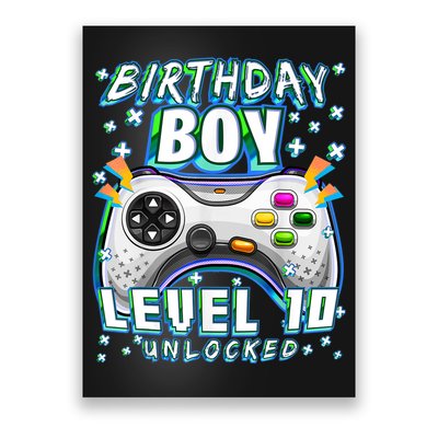 Level 10 Unlocked Video Game 10th Birthday Gamer Boys TShirt Poster