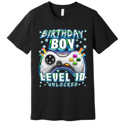 Level 10 Unlocked Video Game 10th Birthday Gamer Boys TShirt Premium T-Shirt