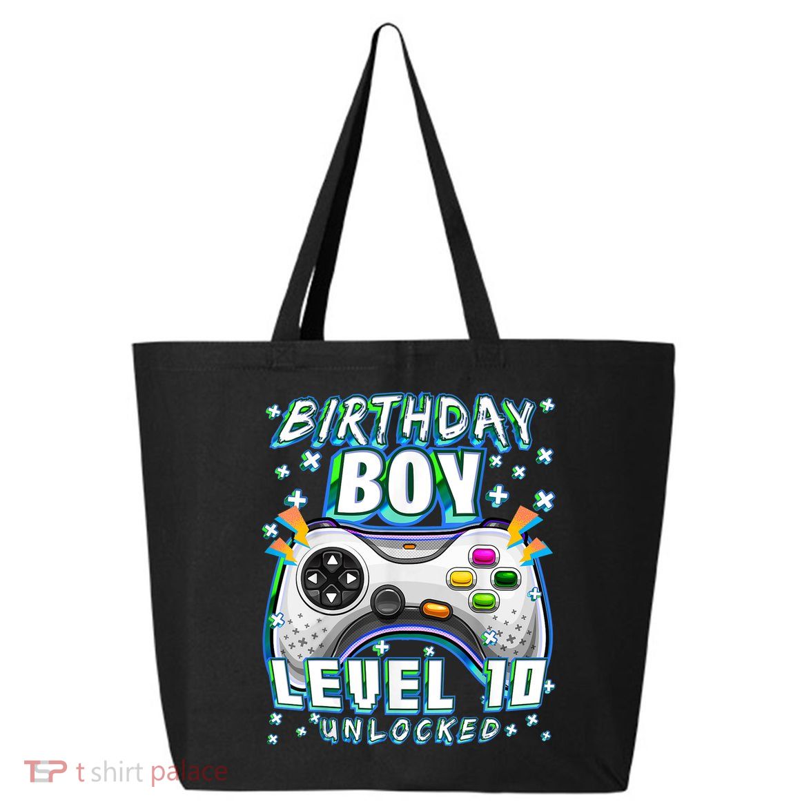 Level 10 Unlocked Video Game 10th Birthday Gamer Boys TShirt 25L Jumbo Tote