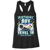 Level 10 Unlocked Video Game 10th Birthday Gamer Boys TShirt Women's Racerback Tank