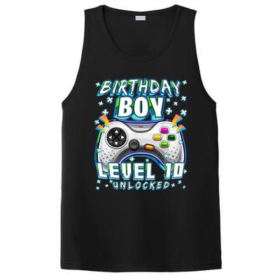 Level 10 Unlocked Video Game 10th Birthday Gamer Boys TShirt PosiCharge Competitor Tank