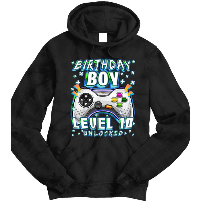 Level 10 Unlocked Video Game 10th Birthday Gamer Boys TShirt Tie Dye Hoodie