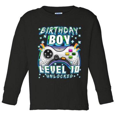 Level 10 Unlocked Video Game 10th Birthday Gamer Boys TShirt Toddler Long Sleeve Shirt