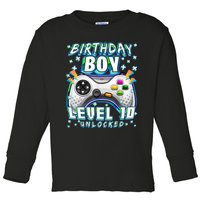 Level 10 Unlocked Video Game 10th Birthday Gamer Boys TShirt Toddler Long Sleeve Shirt