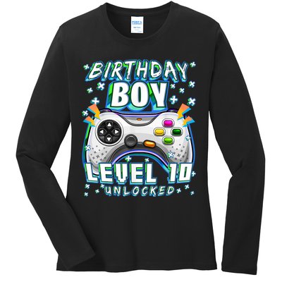 Level 10 Unlocked Video Game 10th Birthday Gamer Boys TShirt Ladies Long Sleeve Shirt