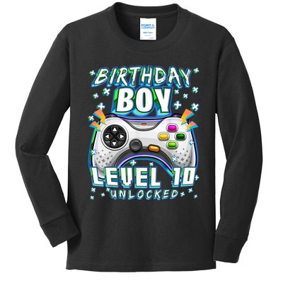 Level 10 Unlocked Video Game 10th Birthday Gamer Boys TShirt Kids Long Sleeve Shirt