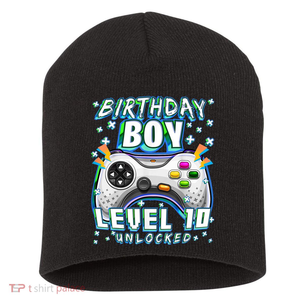 Level 10 Unlocked Video Game 10th Birthday Gamer Boys TShirt Short Acrylic Beanie