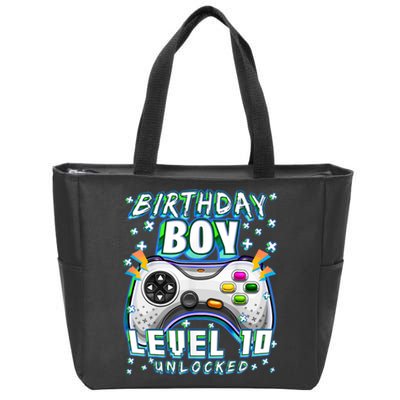 Level 10 Unlocked Video Game 10th Birthday Gamer Boys TShirt Zip Tote Bag