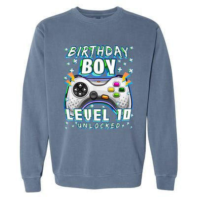 Level 10 Unlocked Video Game 10th Birthday Gamer Boys TShirt Garment-Dyed Sweatshirt