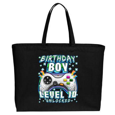 Level 10 Unlocked Video Game 10th Birthday Gamer Boys TShirt Cotton Canvas Jumbo Tote