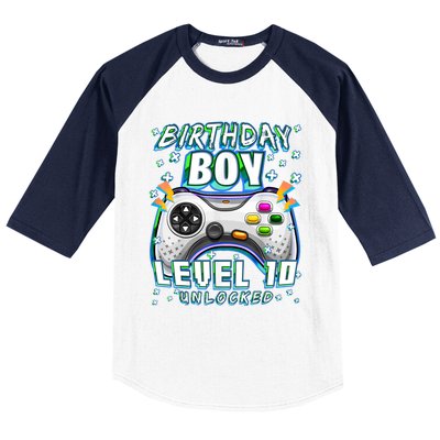 Level 10 Unlocked Video Game 10th Birthday Gamer Boys TShirt Baseball Sleeve Shirt