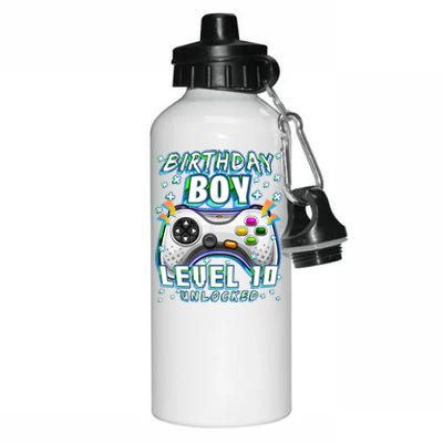 Level 10 Unlocked Video Game 10th Birthday Gamer Boys TShirt Aluminum Water Bottle