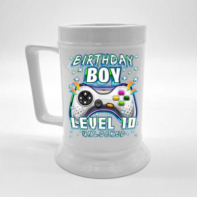 Level 10 Unlocked Video Game 10th Birthday Gamer Boys TShirt Beer Stein