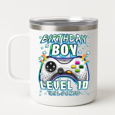 Level 10 Unlocked Video Game 10th Birthday Gamer Boys TShirt 12 oz Stainless Steel Tumbler Cup