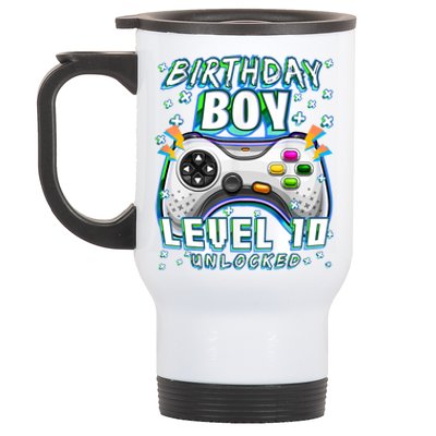 Level 10 Unlocked Video Game 10th Birthday Gamer Boys TShirt Stainless Steel Travel Mug