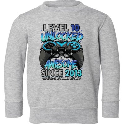 Level 10 Unlocked Awesome Since 2013 10th Birthday Gaming Toddler Sweatshirt