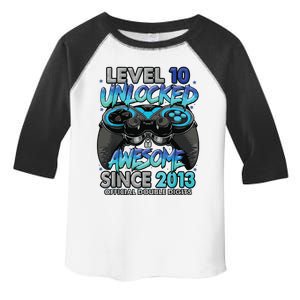 Level 10 Unlocked Awesome Since 2013 10th Birthday Gaming Toddler Fine Jersey T-Shirt