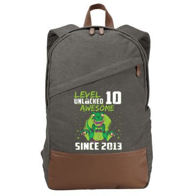 Level 10 Unlocked Awesome Since 2013 10th Birthday Gaming Cotton Canvas Backpack