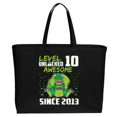 Level 10 Unlocked Awesome Since 2013 10th Birthday Gaming Cotton Canvas Jumbo Tote