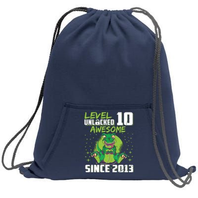 Level 10 Unlocked Awesome Since 2013 10th Birthday Gaming Sweatshirt Cinch Pack Bag