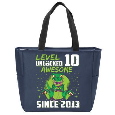 Level 10 Unlocked Awesome Since 2013 10th Birthday Gaming Zip Tote Bag