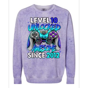 Level 10 Unlocked Awesome Since 2012 10th Birthday Colorblast Crewneck Sweatshirt