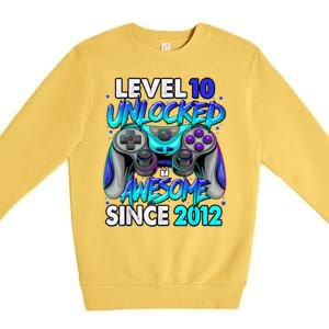 Level 10 Unlocked Awesome Since 2012 10th Birthday Premium Crewneck Sweatshirt