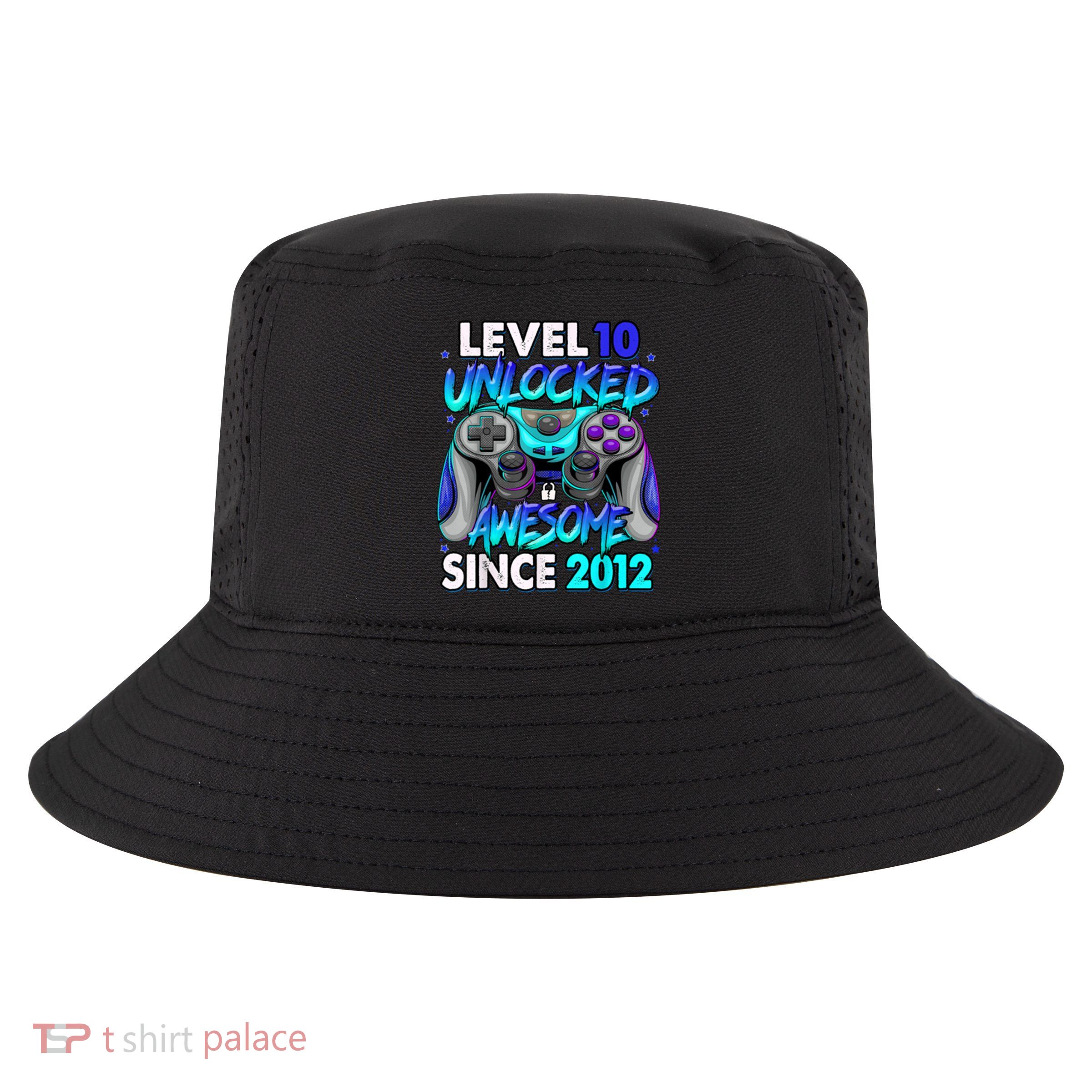 Level 10 Unlocked Awesome Since 2012 10th Birthday Cool Comfort Performance Bucket Hat