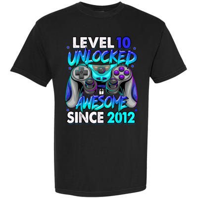 Level 10 Unlocked Awesome Since 2012 10th Birthday Garment-Dyed Heavyweight T-Shirt