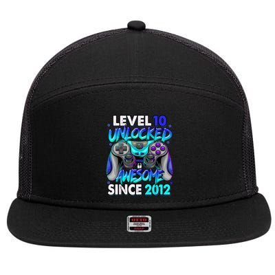 Level 10 Unlocked Awesome Since 2012 10th Birthday 7 Panel Mesh Trucker Snapback Hat