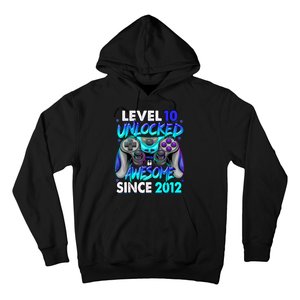 Level 10 Unlocked Awesome Since 2012 10th Birthday Hoodie