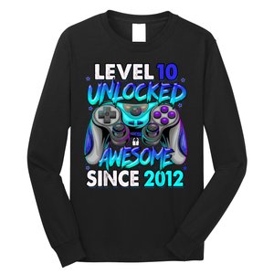 Level 10 Unlocked Awesome Since 2012 10th Birthday Long Sleeve Shirt