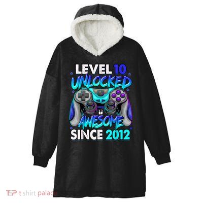 Level 10 Unlocked Awesome Since 2012 10th Birthday Hooded Wearable Blanket