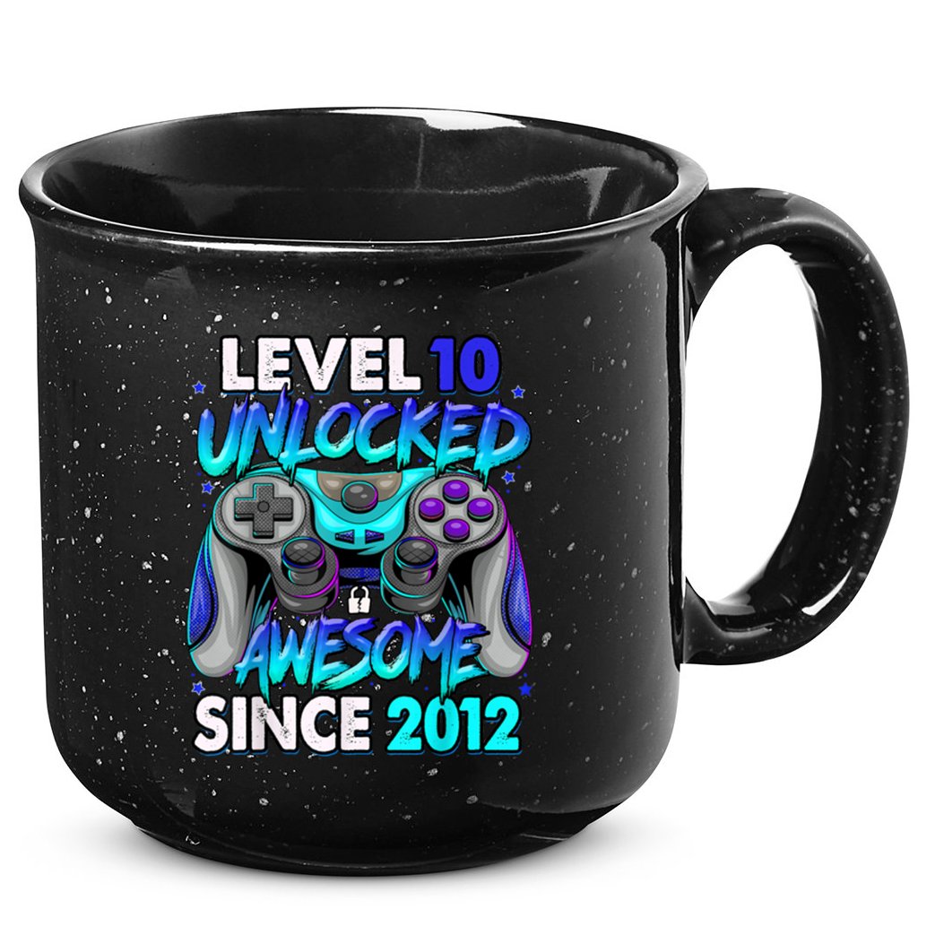 Level 10 Unlocked Awesome Since 2012 10th Birthday 15oz Campfire Ceramic Mug
