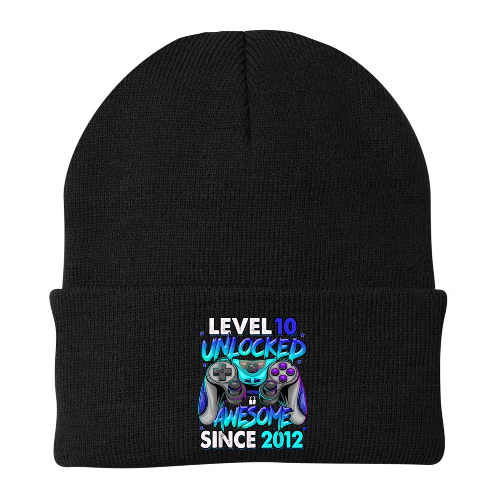 Level 10 Unlocked Awesome Since 2012 10th Birthday Beanie