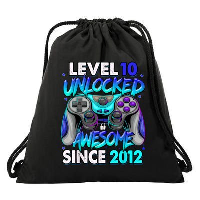 Level 10 Unlocked Awesome Since 2012 10th Birthday Drawstring Bag