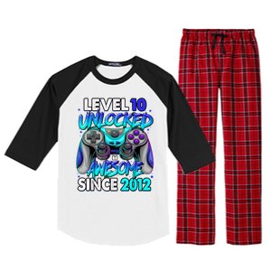 Level 10 Unlocked Awesome Since 2012 10th Birthday Raglan Sleeve Pajama Set