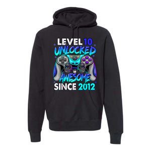 Level 10 Unlocked Awesome Since 2012 10th Birthday Premium Hoodie