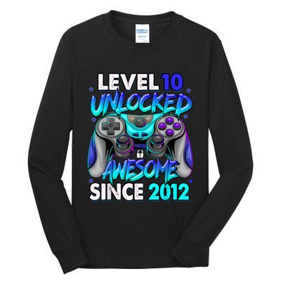 Level 10 Unlocked Awesome Since 2012 10th Birthday Tall Long Sleeve T-Shirt