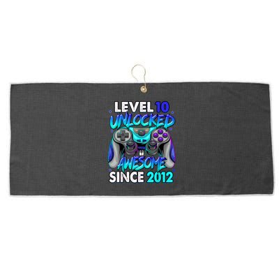 Level 10 Unlocked Awesome Since 2012 10th Birthday Large Microfiber Waffle Golf Towel