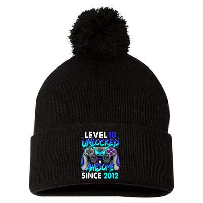 Level 10 Unlocked Awesome Since 2012 10th Birthday Pom Pom 12in Knit Beanie